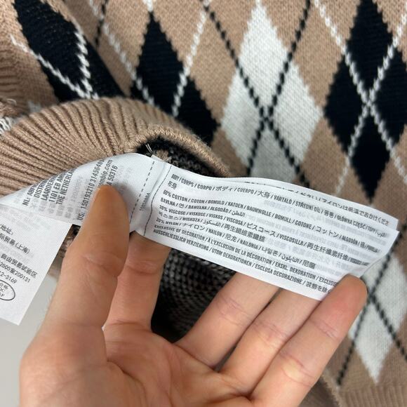 Abercrombie & Fitch Argyle Sweater Vest Brown Small Academia Old Money - Picture 5 of 6